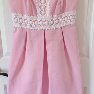 Lilly Pulitzer Pink Lace-Trim Mini Dress